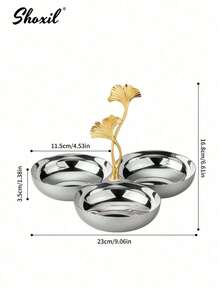 shoxil 1Pc Stainless Steel Snack Dish, Snack Tray, Nut Tray, Fruit Tray, Dessert Bowl, Three Headed Snack Bowl, For Home, Party, Picnic - Bowl - View 8