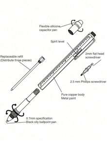 6 In1 Multifunction Ballpoint Pen , With Modern Handheld Tool Measure Technical Ruler Screwdriver Touch Screen Stylus Spirit Level, Anniversary Birthday Gifts For Dad Husband Boyfriend Grandpa Men Him Yellow Back To School - Multicolor - View 5