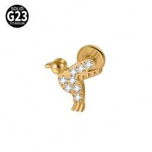 1PC G23 Titanium Cat/Dog/Rabbit Lip Studs Internal Thread Cz Flower Ear Helix Tragus Cartilage Helix Earrings Body Piercing Jewelry - As Shown - View 27