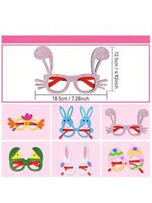 4 pezzi Set di forniture per feste di Pasqua, inclusi cerchietto con orecchie da coniglio, occhiali di Pasqua, stile unisex, decorazioni pasquali per la casa, accessori per foto di gruppo e decorazioni per feste di primavera. - Multicolore - Visualizzare 4