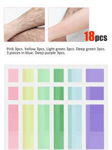 72片装，包含绿芦荟、玫瑰、柠檬、海蓝色无痛脱毛蜡纸，适用于面部、眉毛、嘴唇、下巴、脸颊，使用方便快捷，温和不刺激。可选36/12/6/3/1片装。 - 彩色 - 查看 16