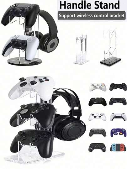 1pc Universal Acrylic Detachable Hanging Rack, Transparent Display Stand Compatible With Switch Game Controller, Gaming Headphones