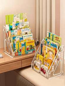3層/5層桌面書架與收納架－分層壓克力展示架，適用於繪本與雜誌，理想的床邊閱讀架 - 多色 - 查看 2