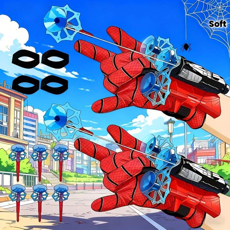 1 Set Spider Launcher Toy, High-Tech Soft Dart Spider Launcher Set With 3 Launchers, Suitable For Backyard Battle, Party Play, 2-Player PK, Perfect Birthday/Holiday Gift - Multicolor - View 1