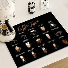 1 Peça Tapete Absorvente de Gel de Sílica com Estampa Retrô de Café, Almofada Lavável Super Absorvente e Resistente ao Calor para Bancada de Cozinha, Proteção e Decoração de Mesa de Jantar, Acessórios de Jantar - Multicolorido - Visão 5