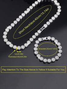 两件套心形链项链套装，男女皆宜，嘻哈风格项链套装，奢华珠宝套装，适合情人节、生日、日常佩戴和派对佩戴