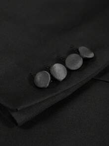 男士双排扣婚礼宴会司仪西装套装（两件套），英伦风高端翻领西装外套+西裤 - 黑色 - 查看 7