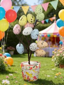 1/2 piezas Centro de mesa de árbol de huevos de Pascua - Decoración de primavera y Pascua para baby shower, fiesta en casa, celebración de boda - Multicolor - Ver 5