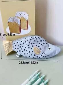 独特创意逼真鲤鱼铅笔盒，趣味生动鱼形文具袋，返校必备，书包 - 彩色 - 查看 23