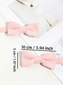 2pcs/Set Unisex Fashion Solid Color Plush Bow Tie Set, Suitable For Party, Daily, School, Banquet, Holiday, Couple Gift Matching - A - View 4