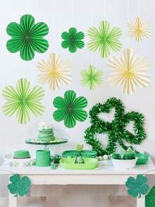 9朵玫瑰红+粉色+橙色心形纸花装饰，墙纸扇，教室装饰，纸花背景，悬挂纸扇，墙面装饰，圣诞节 - 彩色 - 查看 21