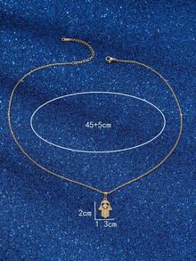 1 Pc College Style Palm Shape Love Artificial Zirconia Holiday Wear Necklace - Multicolor - View 3