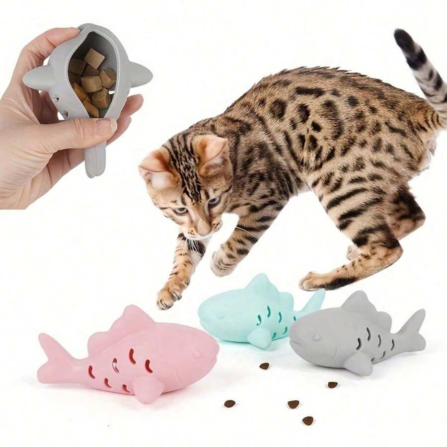 1 Peça Brinquedo Alimentador de Animais de Estimação em Formato de Peixe, Feito de Material Resistente à Mastigação, Projetado para Satisfazer o Instinto de Mastigação do Animal de Estimação, Adequado para Alimentação Interna, Dispensador de Petiscos em Formato de Peixe, Brinquedo Interativo com Mandíbula Móvel para Gatos e Cães, Alimentador Lento, Brinquedo Quebra-Cabeça para Animais de Estimação - Multicolorido - Visão 1