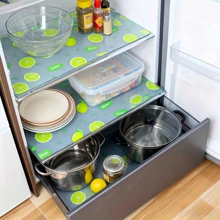 4 st premium kylskåpsunderlägg | Tvättbart, kreativt gyllene bladdesign, EVA-material, vattentätt och oljetåligt, lätt att rengöra, halkfritt, lämpligt för hyllor, frysar, skåp - Multifärgad - Visa 9