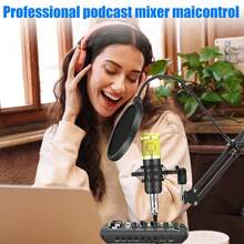 Podcast Equipment Bundle Audio Mixer All-In-One Podcast Production Studio With 3.5mm Microphone For Live Streaming, Podcast Recording, PC, Smartphone, DJ Mixer, Audio Interface With Studio Condenser Microphone, Plug-And-Play Live Sound Card, Perfect For Streaming, Singing, And Gaming For Computer Recording, Game Voice Communication, Music Recording, Home Use, 1200mAh - Black - View 11