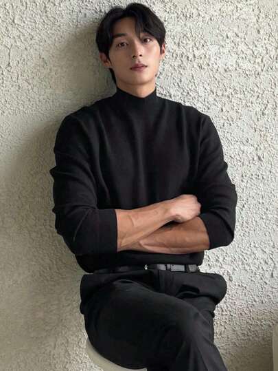 秋冬メンズ新作ハーフハイネックニットニットおしゃれカジュアルダウンセーター保温インナートップス