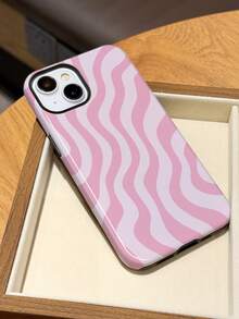 1pc Minimalist Artistic Asymmetrical Wave Pattern Glossy 2-In-1 Filmstrip Phone Hard Case, Suitable For Samsung/ 11/12/13/14/15/16/17 Pro Max