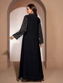 YISIKADO Damen Abendkleid, würdevoller V-Ausschnitt, besticktes Langarmkleid im arabischen Stil, geeignet für Geburtstagsfeiern, Hochzeitsgäste, Bankette, Abschlussfeiern, Feiern und andere Anlässe - Verschiedenfarbig - Übersicht 3