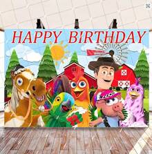 Cartoon Zenon Farm Themed Birthday Party Supplies, Photo Backdrop, Party Banner Poster, Photography Props For Photo Studios. - C - Xem 1