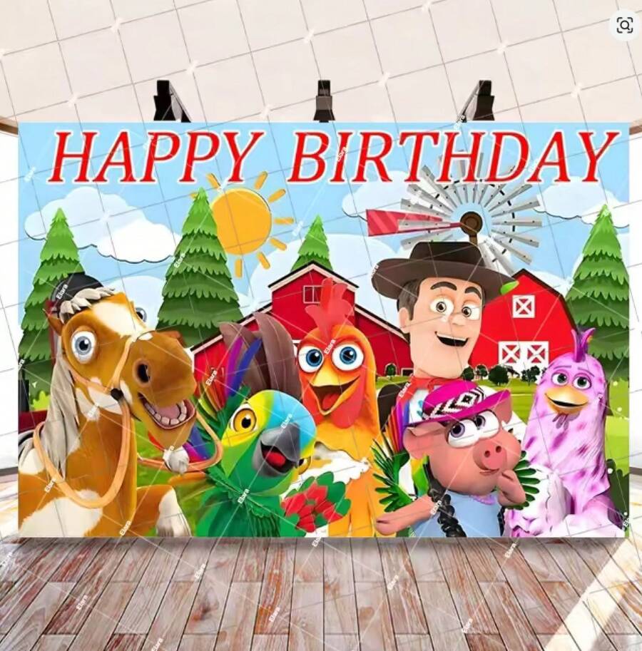 Cartoon Zenon Farm Themed Birthday Party Supplies, Photo Backdrop, Party Banner Poster, Photography Props For Photo Studios. - C - Xem 1