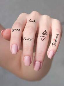 30 Sheets Black Lettering Phrase & Symbol Temporary Tattoo Stickers - Butterfly Heart Moon Minimalist Body Art For Women Men Daily Simple Chic Style - Black - View 6