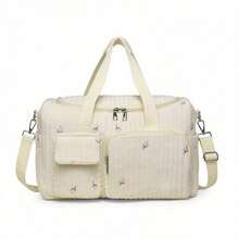 2025 New Korean Fashion Mummy Diaper Bag With Large Capacity, Suitable For Dads; Multi-Pocket Design With Functional Compartments For Various Baby Essentials; Zipper Top Flap Closure For Easy Access To Clothing & Supplies; Adorned With Cute Bear Patch, Adding Fun Vibe Bag For School School Accessories School Stuff - Multicolor - View 17