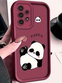 Ốp lưng điện thoại họa tiết gấu trúc tối giản dễ thương, 1 chiếc, viền chuyển màu, chất liệu Dopamine mờ, họa tiết trái tim gấu trúc dễ thương, thiết kế tối giản, kiểu hoạt hình mềm mại dễ thương, bảo vệ hoàn hảo cho điện thoại của bạn, phù hợp với Honor X7/Galaxy A56 5G/ Smart 8/ Hot 40/Transsion Spark 30C/Spark Go 2024/ Note 14 5G/ E22/E22i/ A54 (Quà tặng) - Màu Đỏ Sâu - Xem 3