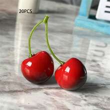 20 قطعة من الكرز الاصطناعي الواقعي - فاكهة رغوية واقعية، أحمر لامع، أسود، بيج، ساق خضراء وبذرة سوداء - ديكور المنزل والزفاف والحفلات، أعمال يدوية، عيد الحب، عيد الميلاد، ديكور طاولة (قابل لإعادة الاستخدام، ديكور عيد الميلاد) - 20 قطعة - مشاهدة 9