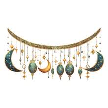 New Vintage Star & Moon Wall Decor Stickers, Middle East Style Self-Adhesive PVC Wall & Window Stickers - Multicolor - View 20