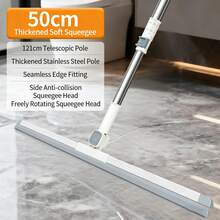 1pc Extendable Bathroom Floor Hair Removal Squeegee, 180° Rotating Broom With Thick Handle Magic Mop - Multicolor - View 7