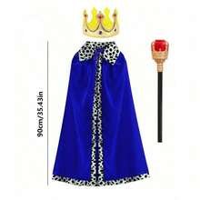国王角色扮演服装红色斗篷节日化装舞会斗篷和权杖套装，公主王子长袍皇冠天鹅绒斗篷生日派对角色扮演服装 - 多色 - 查看 11