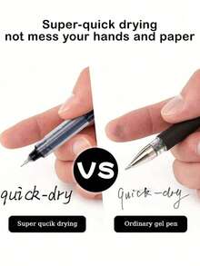 5支/10支/15支装速干签名凝胶圆珠笔，液体墨水走珠笔，0.5毫米黑色/蓝色/红色墨水，大容量，适用于记笔记、办公、签名，适合学校、办公室、考试、文具、返校季使用 - 彩色 - 查看 2