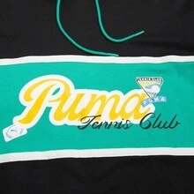 Puma 撞色针织卫衣，男女通用，舒适套头衫，饰有大号Logo，休闲运动装 - 黑色 - 查看 4