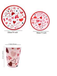 Conjunto de 10 peças de louça descartável para festa de casamento da noiva, incluindo pratos de papel de 18 cm e 23 cm e copos de papel de 270 ml, ideal para o Dia dos Namorados, aniversário de casamento, cerimônia de casamento, chá de panela e outras ocasiões. Perfeito para casamentos. - Multicolorido - Ver 3