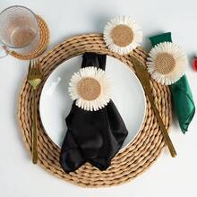 2-12个手工人造雏菊餐巾环，编织餐巾架，适用于餐桌、婚礼、家庭聚会（向日葵） - 彩色 - 查看 4