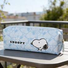 Miniso Snoopy Series Long Cosmetic Bag, Full-Print Cartoon Pattern, Waterproof & Wear-Resistant Fabric, Portable Zipper Design, Makeup Tool Storage & Daily Travel Carry Bag(1 PC) - Baby Blue - View 7