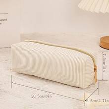 Large Capacity Zipper Pencil Case, Corduroy Material Stationery Organizer Bag, Suitable For Storing School Supplies, Cosmetics, Holiday & Valentine's Day Gifts, Back To School - Multicolor - View 2