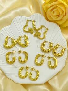 1/2/4/6 Pairs Fashion Earrings Lucky Gift Box For Gril Women 50 Style Random Shipping Fashionable And Exquisite Women's Earrings, Elegant And Simple Earrings - Multicolor - View 5