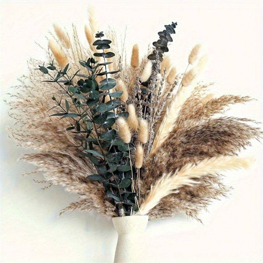 97pcs Faux Pampas Grass Bundle - Rattan Artificial Reed Plumes For Home, Office, Wedding, Farmhouse & Classroom Decor (Vase Not Included) Spring Valentine's Day Mother's Day Wedding Decor - Multicolor - View 1