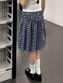 新款蓝色条纹夏季宽松半身裙，女士A字连衣裙 - 藍色條紋 - 查看 4