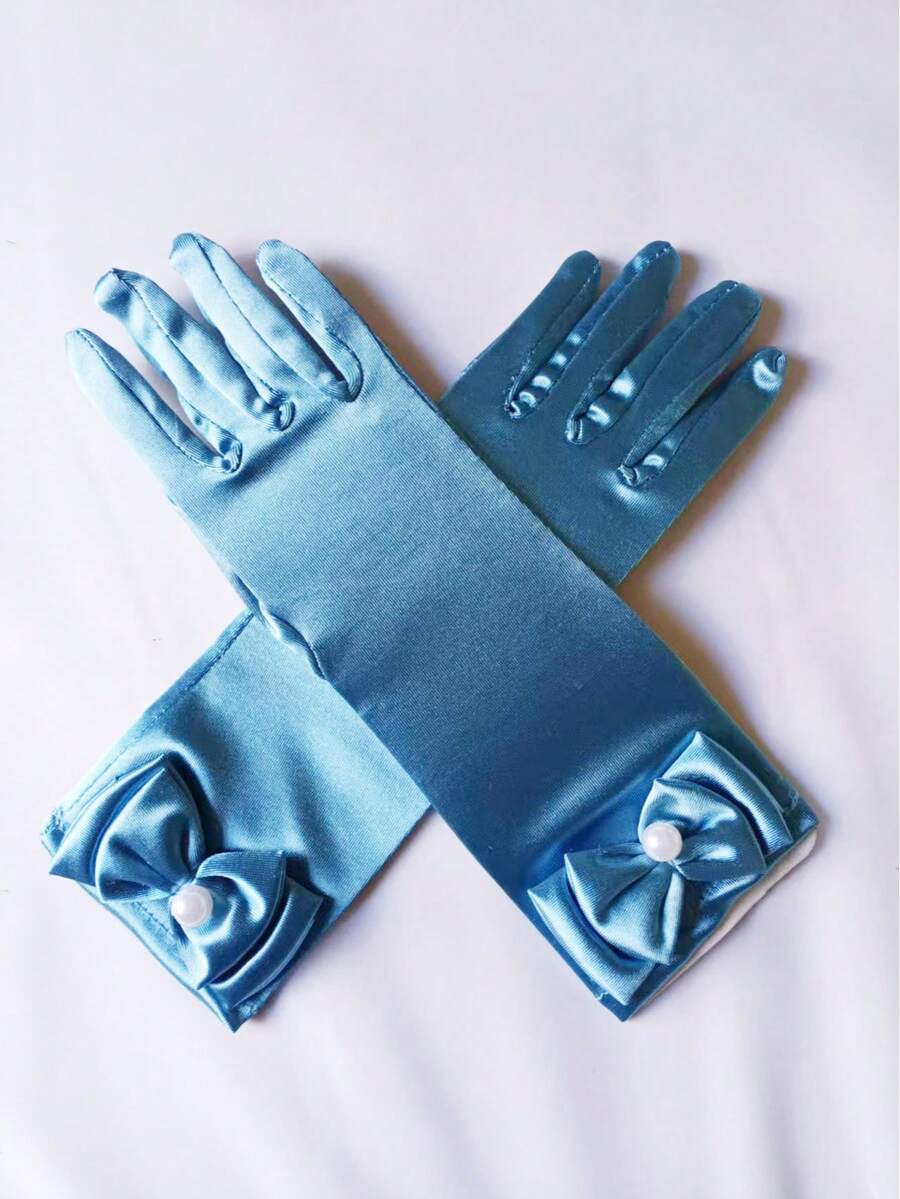 Layered Bow Tie Ice Skating Performance Holiday Ball Party Gloves