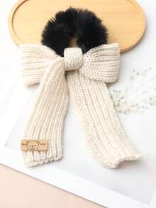 1pc Autumn/Winter Knitted Bow Scrunchie, Cute Fluffy Hair Tie Hair Accessory ,Ponytail Holders ,Hair Elastics ,Hair Rubber Bands ,Hair Rope , - Multicolor - View 6