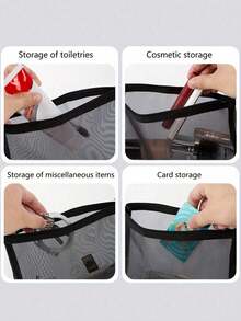 Mesh Nylon Printed Women'S Portable Makeup Bag ,Portable Multipurpose Cosmetic Bag, Airplane Pattern Print Makeup Bag, Women'S Makeup Bag Travel Toilet Organizer,Mesh Travel Toiletry Bag With 'A Change Of Latitude Would Help My Attitude' Quote & Airplane Graphic - Transparent Cosmetic Pouch For Travel, Toiletries, And Organization,Back To School Doctor Teacher Gift - Multicolor - View 5