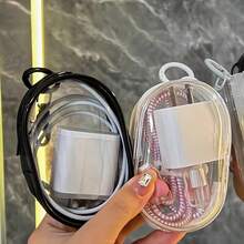 Transparent PVC Cable Organizer, Casual Style, Mini Portable Charger And Travel Accessories Storage Box, Suitable For Headphones, Data Cables, And Chargers