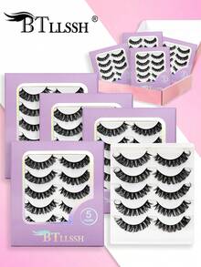 【2片/4片装】3D立体纤长假睫毛，多层卷翘黑色羽毛效果，打造自然蓬松妆容 - 黑色 - 查看 8