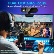 4K/2K/1080P USB Webcam With Auto Focus And Privacy Cover | Plug And Play, Compatible With PC/Laptop, Zoom, Live Streaming And Remote Work