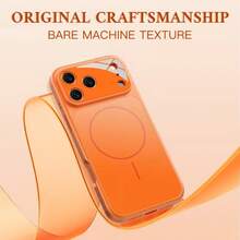 1pc Luxury Orange Glass Lens Protection Magnetic Wireless Charging Phone Case, Suitable For IPhone 17 Air 16 15 14 13 Pro Max Plus, Soft Silicone Back Cover - Orange - View 8