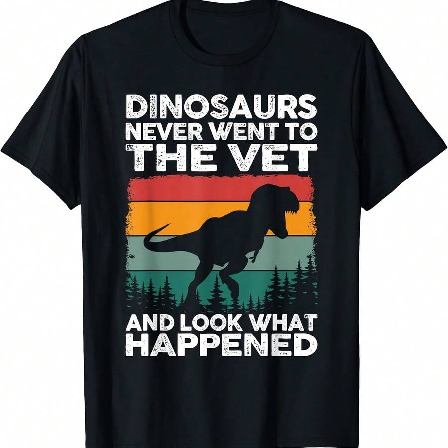 Veterinarian Dinosaur Funny Vet Animal Rescue Humor T-Shirt - 酒紅色 - 查看 1