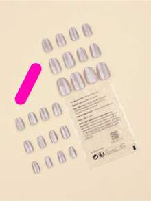 24Pcs Neutral Short Square Shape Nail Nails White Solid Nail Press On Nails Acrylic Nails Fake Nails Manicure Set Includes 1Sheet Adhesive Tabs And 1Pc Mini File Perfect For Everyday Wear Nail Supplies Nails - Multicolor - 查看 2