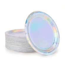 100/50/30/20/10pcs 7inch/9inch Disposable Thickened Paper Plates, Leak-Proof, 3-Second Cleanup, Party/Camping/Home Use, Reusable, Suitable For Birthday, Party, Graduation, Christmas, Thanksgiving, Halloween - Silver - View 6